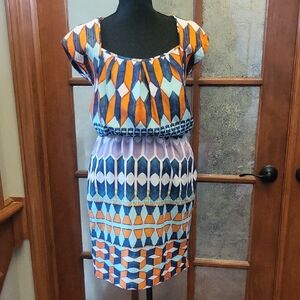 Jessica Simpson Vibrant Orange and Blue Midi Dress